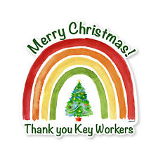 Merry Christmas to key workers Rainbow Window, wall Sticker Spread joy Lockdown