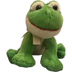 Russ Shining Stars Plush Green 8” FROG Toad W/ Bow Stuffed Animal Toy 2006 - Picture 1 of 10