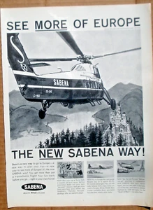 Sabena World Airlines Belgium See More of Europe Vtg 1959 Print Ad 10 x 14 - Picture 1 of 3