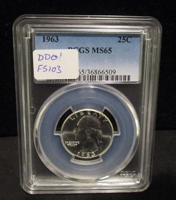1963 Washington Silver Quarter - PCGS MS65 - DDO  FS-103 -  6509   ENN COINS - Image 1 of 4