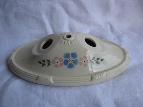 Vintage Porcelier Brand Porcelain 2 Bulb Ceiling Light Fixture (No Sockets) Cover