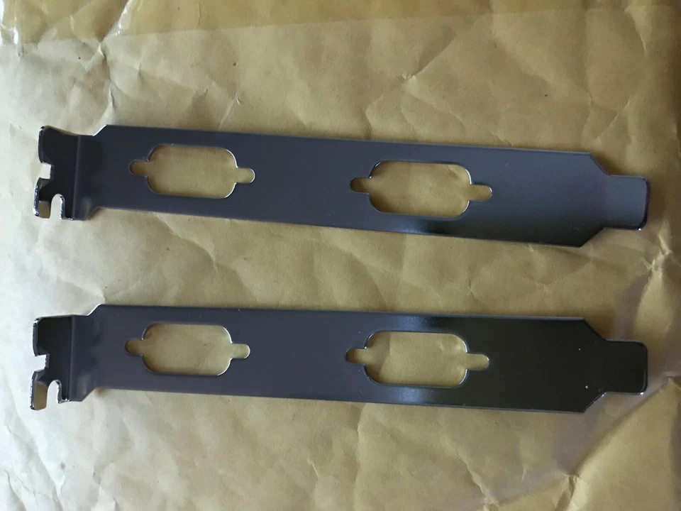 DUAL DB9 Com Serial Port Full Profile Bracket for PCI/PCI-E Lot of 2 - Image 1 of 1