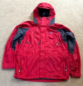 The North Face HyVent Jacket Mens Large Waterproof Hooded Red Gray Zip Pockets - Picture 1 of 13