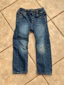 Boys Size 4T Dark Wash Straight Jeans, Brand Unknown, Adjustable Elastic Waist - Picture 1 of 4