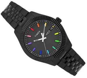 Nuevo Reloj Damas Timex Legacy Rainbow Negro IP Día y Fecha Bisel Acanulado 50m 36mm - Imagen 1 de 8