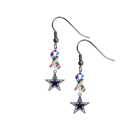 Multi Color Crucial Cancer Awareness Ribbon Earrings PICK YOUR TEAM Cover