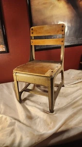 Vintage Mid Century Child's School Chair Metal wood kindergarten chair  - Picture 1 of 11