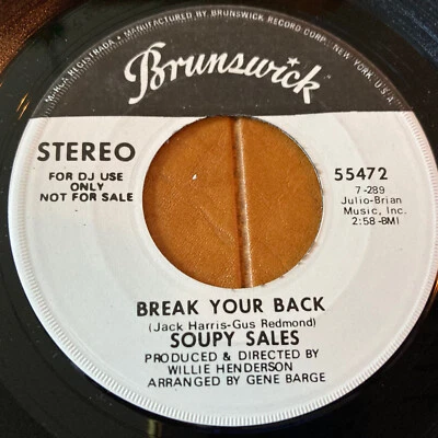 BREAK YOUR BACK PROMO SOUPY SALES VINYL 45 RECORD 7" STEREO MONO PLAY TESTED ! - Image 1 of 4