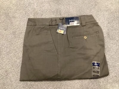 Pantalones chinos relajantes de cintura Harbor Bay plisados 100 % algodón 48x38 nuevos con etiquetas caqui Foto 1 de 4