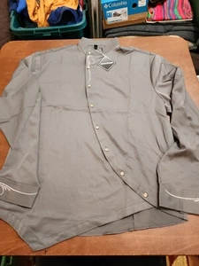 Whatlees Herren XXL Grau Stickerei-Stehkragen Asymmetrisches Design Neu mit Etikett. GB10 - Bild 1 von 14