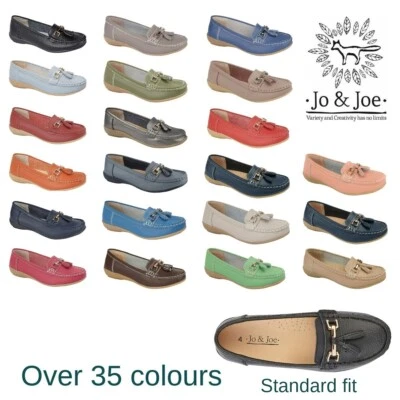 Womens Real Leather Loafers Flat Slip On Ladies Tassle Deck Shoes Size 4 5 6 7 8 - Image 1 of 4