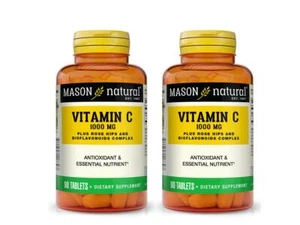 2 X 90 = 180 TABLETS VITAMIN C 1000MG PLUS ROSE HIPS BIOFLAVONOIDS Antioxidant - Picture 1 of 3