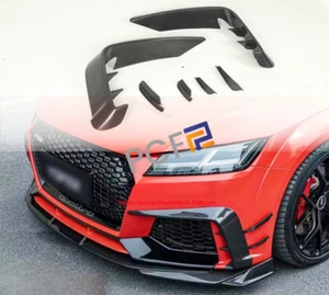 For Audi TT RS TTRS 2016-2018 Real Carbon Fiber Front Bumper Lip Spoiler Fins - Picture 1 of 14