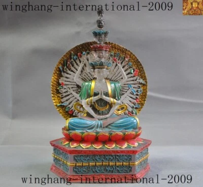 Pintura de vidrio del Tíbet oro Avalokitesvara Kwan-Yin GuanYin diosa Buda estatua Foto 1 de 4