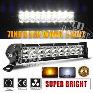 7" Inch LED Work Light Bar Amber White Strobe Fog Lamps offroad Driving 4WD SUV - Picture 1 of 11