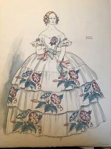 George Barbier Original drawing Lady Costume Ink Gouache Signed 1925 Paris 