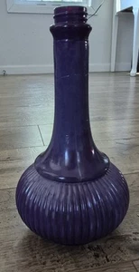 Lila weiß marmoriertes Glas gerippt Genie Stil Flasche ohne Verschluss 9,5" 4,5" breit - Bild 1 von 6