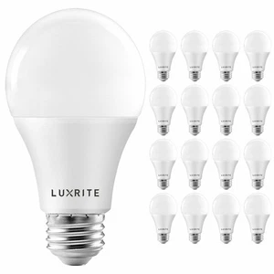 16x Luxrite A19 LED Bulb 100W Equivalent 3000K Enclosed Fixture Rated 1600lm E26 - Picture 1 of 7