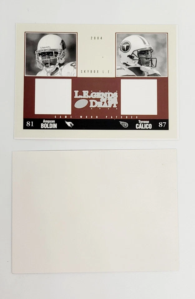 1/1 RARE TEST PROOF BLANK BACK PATCH 2004 Skybox ANQUAN BOLDIN TYRONE CALICO RC - Image 1 of 1