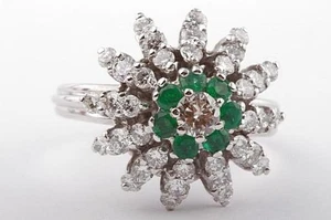 Smaragd Ring 1,57ct Diamant Brillanten 750 Weiß Gold Gr 56 Top! * - Bild 1 von 10