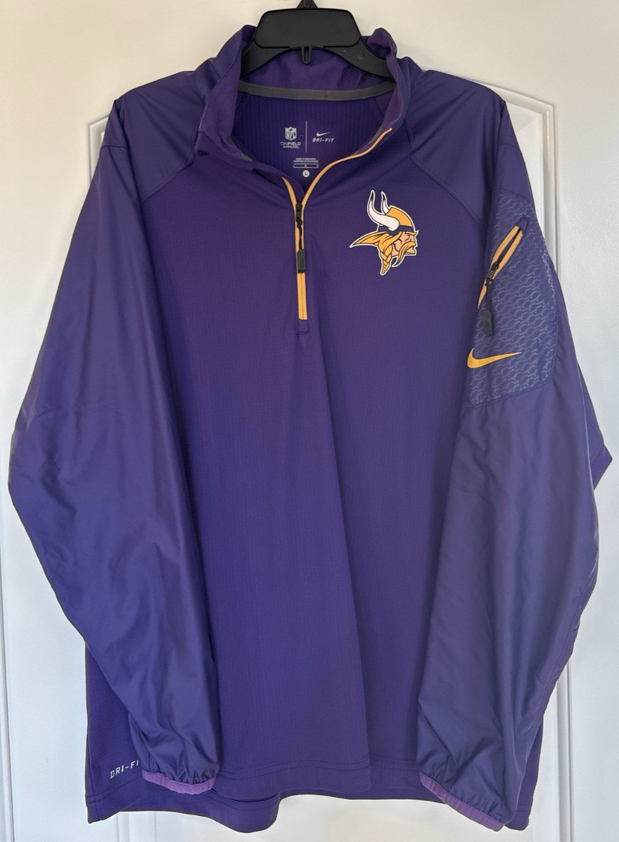 NFL VIKINGS ハーフジップ ジャンパー 冬物 刺繍 パープル 古着 L