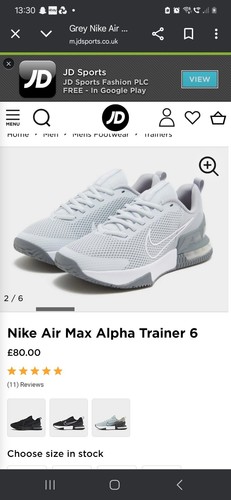 Nike Air Max Alpha 6 Scarpe da Ginnastica Uomo Taglia UK 10 Grigio Argento e Bianco