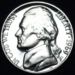 1969 S Jefferson Proof Nickel aus Proof Set - Bild 1 von 2