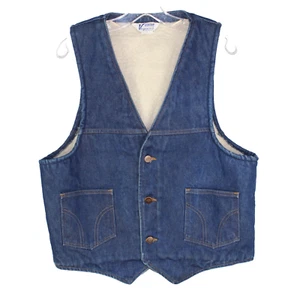 Dickies Vaquero Vest Blue Denim Men Large Western Sherpa Lined Vintage 70-80s - Picture 1 of 9