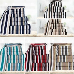 8 PCS TOWEL BALE SET 100% COTTON ROYAL VICTORIAN STRIPE BATHROOM TOWELS - Picture 1 of 13