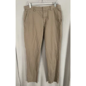 J.Crew Mens Bowery Khaki Pants Beige Flat Front Slash Pockets Cotton 32x30 - Picture 1 of 10