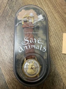 Limited Edition 1993 Dejuno Save animals Dog Gold With Brown Band New With Tags - Picture 1 of 12