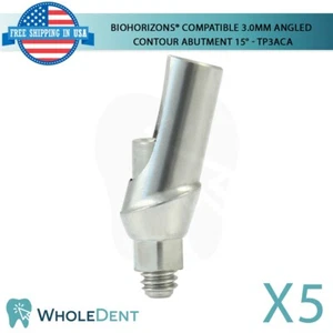 5 pilares dentales de contorno en ángulo de 3,0 mm compatibles con BioHorizons® 15° titanio - Imagen 1 de 5