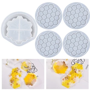 Bee Coaster & Holder Dish Silicone Mould Mold Resin DIY Craft Clear Epoxy Honey - Picture 1 of 5