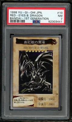 1998 YU-GI-OH! JAPANESE BANDAI-1ST GENERATION 10 RED-EYES BLACK DRAGON-PSA 7 NM - Image 1 of 2