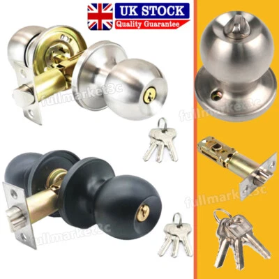 Entrance Door Lock Knob Stainless Steel Handle Lockset Entry Privacy Passage UK - Image 1 of 4