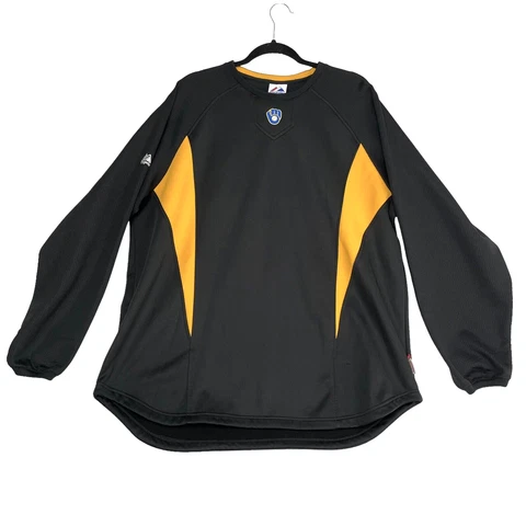 Milwaukee Brewers Majestic Sweatshirt Adult X-Large Black Fleece Lined Sweater Cover