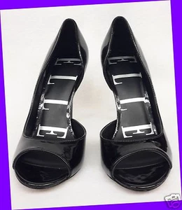 ELLE Katia Shiny BLACK Dress High Heels Women Open Toe Slip-on Fashion SIZE 9 - Picture 1 of 12