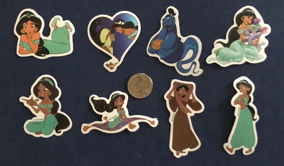 Disney Stickers - Disney Aladdin / Jasmine Lot of 8 Stickers. New Free Shipping Foto 1 de 1