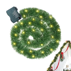 16.4Ft Prelit Christmas Garland Pine Branches Lighted Garland w/LED Light String - Picture 1 of 5
