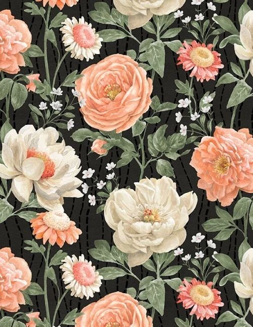 Peach Whispers By Wilmington Prints - Black Allover Flowers  #83317-987 - Image 1 of 1