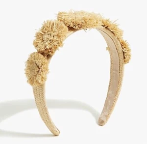 NWT J. Crew Factory Raffia Flower Headband, Natural Boho Hippie Prairie Tan OS - Picture 1 of 11