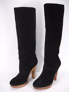 KORS MICHAEL KORS SUEDE WOOD PLATFORMS PULL ON KNEE HIGH BOOTS WOMEN'S 10 M MINT - Picture 1 of 11