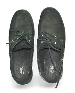 Maui Island Womens Shoes SZ 9 Black Slip On Boat Shoes Tie Strings - Picture 1 of 8