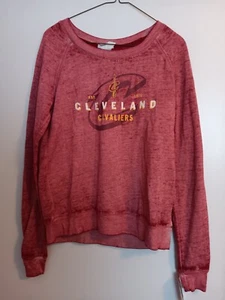 NBA Cleveland Cavaliers Women’s Red Long Sleeve Burnout Sweatshirt - PICK SIZE - Picture 1 of 4