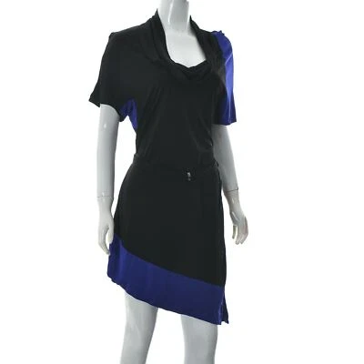Karen Millen Women's Asymmetric Dress Cowl Neck Short Sleeve UK-14 US10 EU42 - Image 1 of 4