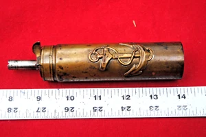 ANTIQUE PRE CIVIL WAR NAVEL BLACK POWDER FLASK WITH "FOULED ANCHOR" DESIGN - Picture 1 of 3