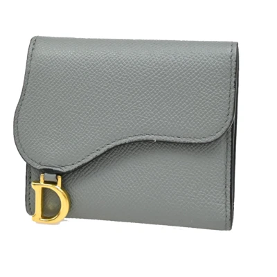 CHRISTIAN DIOR Logo Sillín Triple Cartera Cartera Cuero Azul GHW Italia 30FB740 Foto 1 de 4