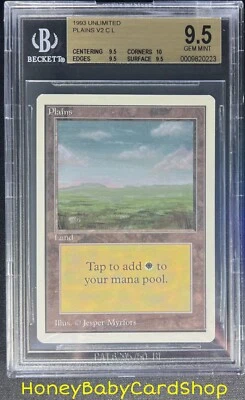 MTG Unlimited Edition 1993 Plains (C) BGS 9.5Q+ (TRUE QUAD+) GEM MINT 93/94 - Image 1 of 4