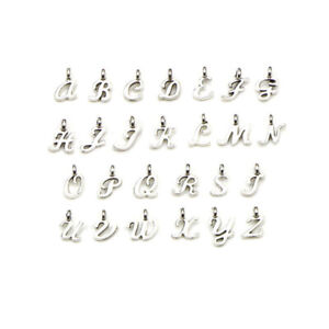 26Pcs Letter Charms Silver Alphabet Pendant Initial A-Z 2 Sided Jewellery Making