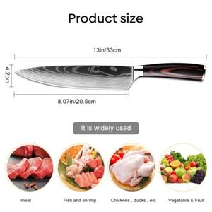 8" Cuchillo de chef japonés Acero Inoxidable Para Cuchillo de Cocina Afilado USA - Picture 1 of 10